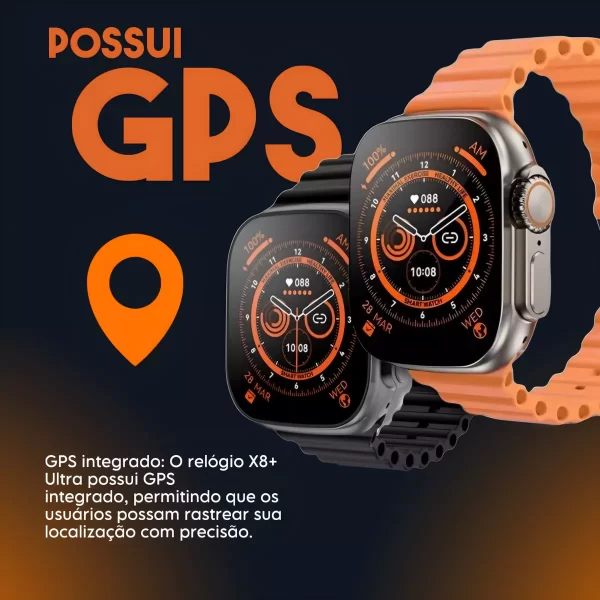 Relógio Smartwatch X8 Ultra Tela HD 49mm (LARANJA) - Image 8