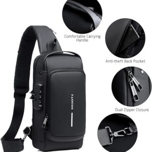 Pochet masculina com cadeado à prova d'água anti-roubo preta