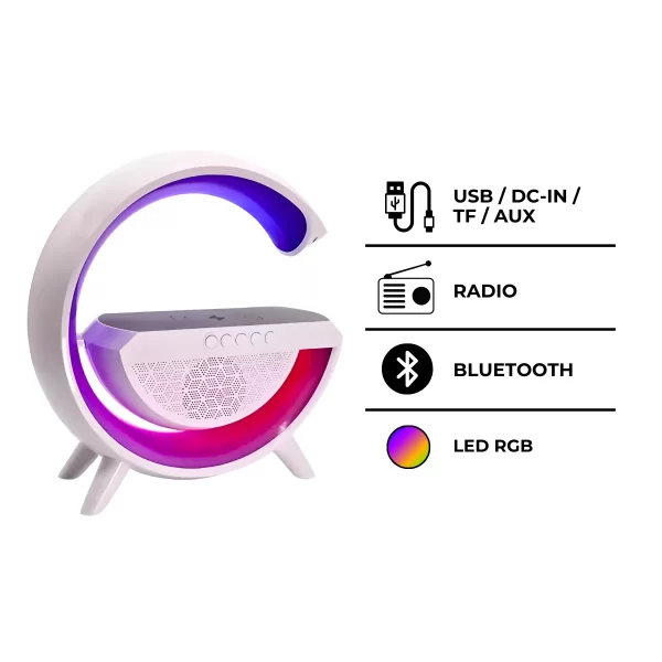 Luminária Inteligente com Caixa De Som e Carregador Indução - Imagem 3