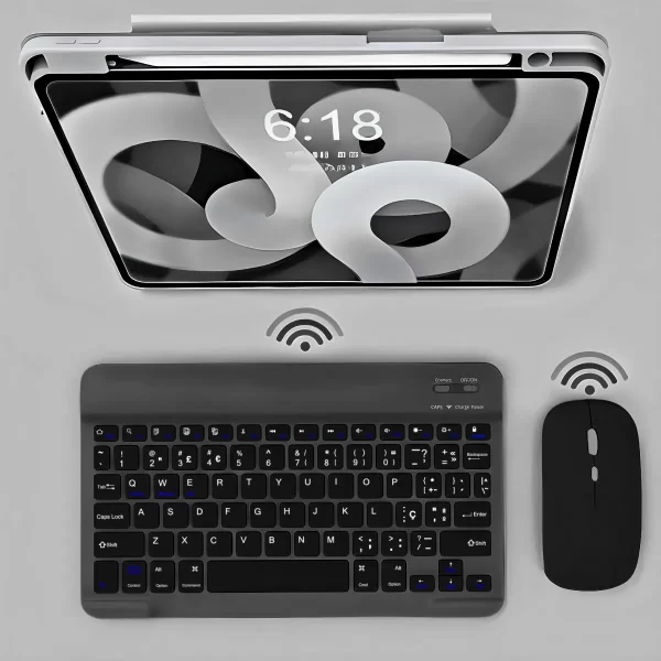 Teclado Sem Fio Bluetooth Recarregável Com Mouse - PRETO - Imagem 3
