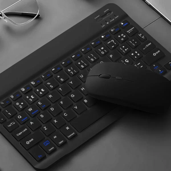 Teclado Sem Fio Bluetooth Recarregável Com Mouse - PRETO - Imagem 2