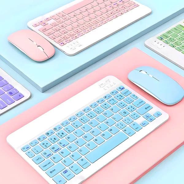 Teclado Sem Fio Bluetooth Recarregável Com Mouse - PRETO - Imagem 4