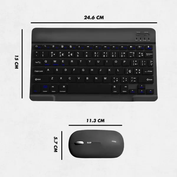 Teclado Sem Fio Bluetooth Recarregável Com Mouse - PRETO - Imagem 8