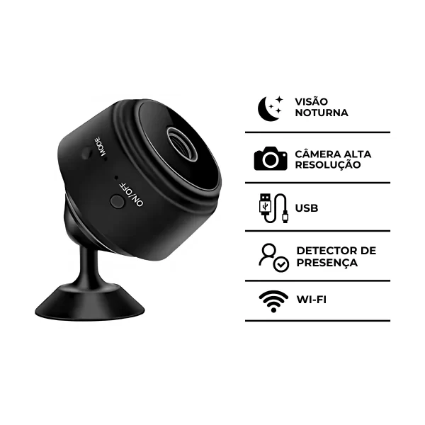 Mini Câmera Espiã A9 Wifi com Sensor e Visão Noturna - Imagem 8