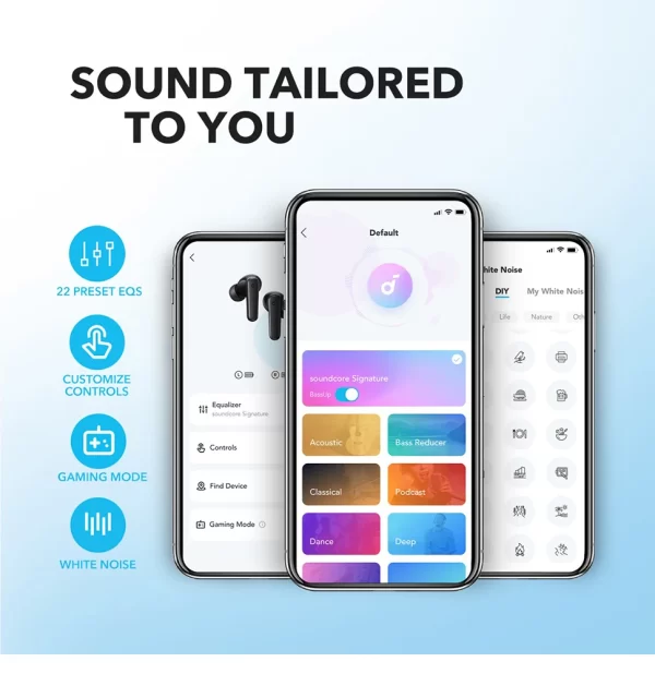 soundcore P20i da Anker Fone de Ouvido Sem Fio, Drivers de 10mm, Graves Potentes, Bluetooth 5.3, 30H de Bateria, Resistência à Água, 2 Microfones IA, App Personalizável - Imagem 10