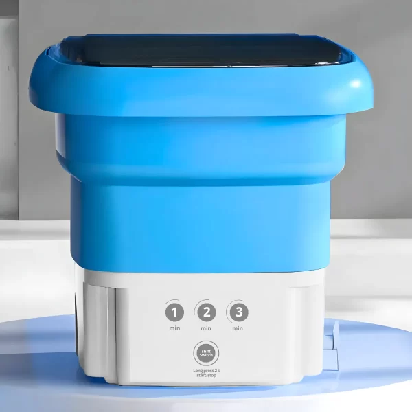 Mini Máquina de Lavar Roupa Portátil Dobrável - AZUL - Imagem 2