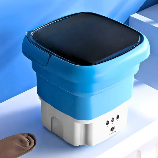 Mini Máquina de Lavar Roupa Portátil Dobrável - AZUL - Imagem 3
