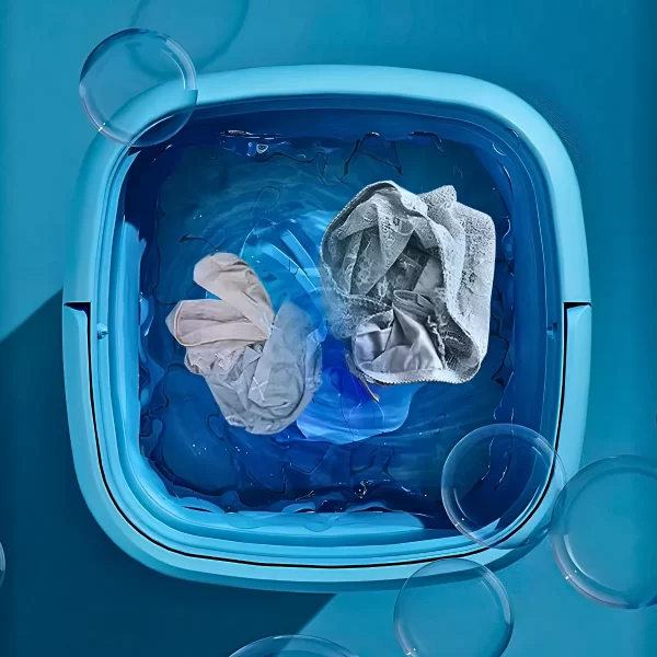 Mini Máquina de Lavar Roupa Portátil Dobrável - AZUL - Imagem 6