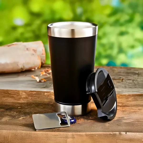 Copo Térmico Inox cerveja e café 473ml - PRETO - Imagem 2
