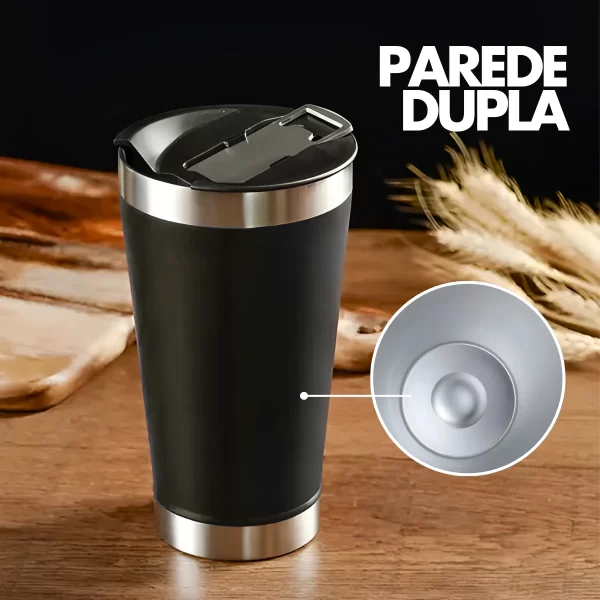 Copo Térmico Inox cerveja e café 473ml - PRETO - Imagem 6